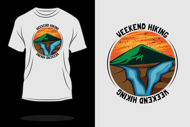 Weekend hiking retro t shirt design