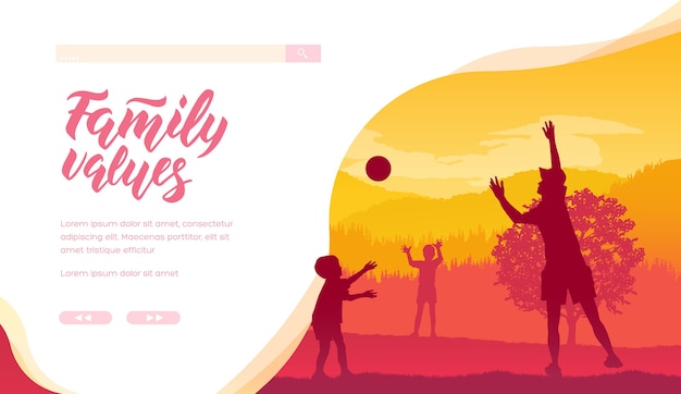 Weekend outdoors activity for children web banner layout design. Parenthood, fatherhood website