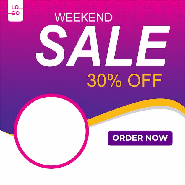 Vector weekend sale 30 off sale banner for social media vector