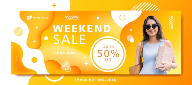 Weekend Sale Banner Template with Liquid Shapes