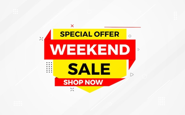 Weekend sale speciale aanbieding verkoop banner sjabloon korting aanbod achtergrond wekelijkse verkoop banner