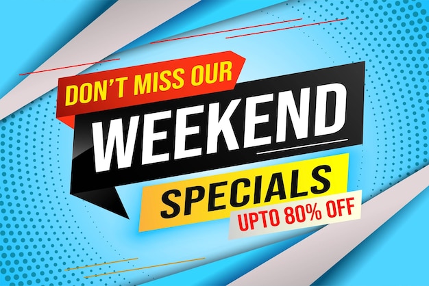 Weekend Special sale tag. Banner design template for marketing. Special offer promotion retail