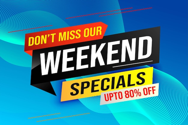 Vector weekend special sale tag. banner design template for marketing. special offer promotion retail.