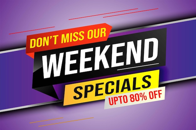 Weekend special sale tag. banner design template for marketing. special offer promotion