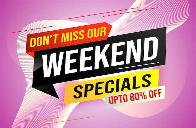 Weekend Speciale verkoop tag Banner ontwerp sjabloon voor marketing Speciale aanbieding promotie retail