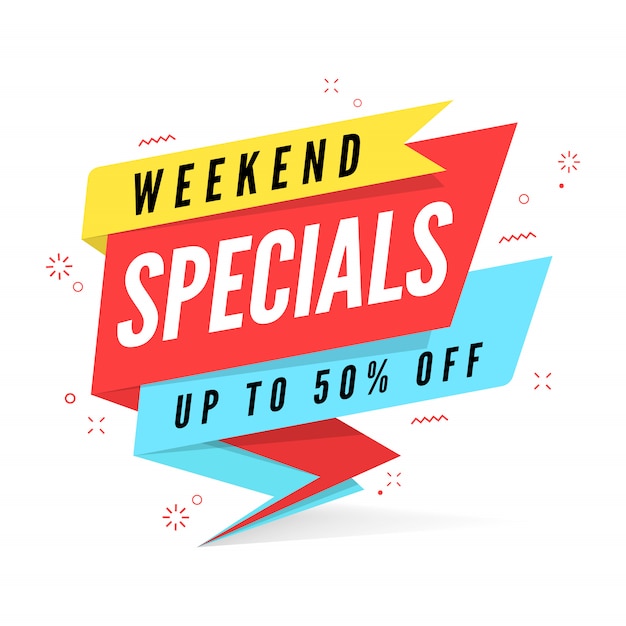 Weekend specials sale banner template.