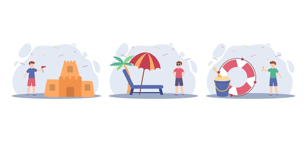 Weekend vakantie platte bundel illustratie