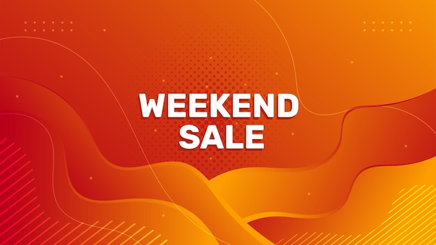 Vector weekend with sale oranges abstract geometric backgroundyellow liquid color design fluid