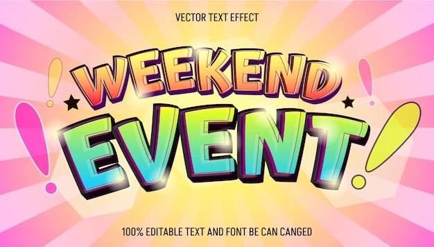 Vector weekendevenement bewerkbaar teksteffect