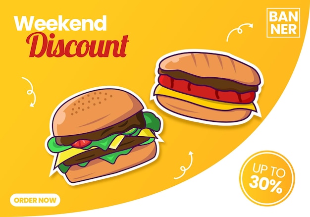 Weekendkorting verse burger en sandwich banner