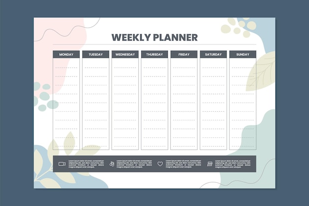 Vector weeklijk planner sjabloon