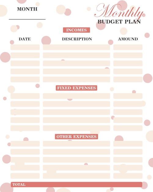 Vector weekly budget plan