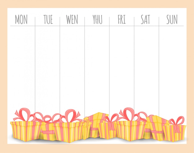 Weekly children's planner with gifts