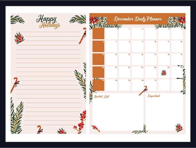 weekly daily planner christmas cute themed scandinavian style