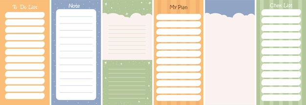 Weekly or daily planner note paper to do list stickers templates plannerorganizer my plan todo list check list and notes Vector