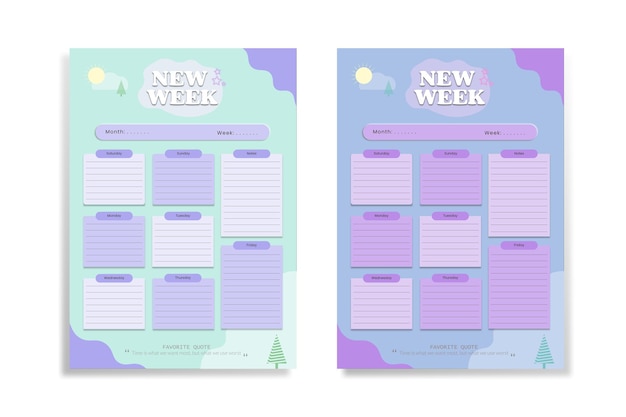 Weekly and daily planner set Vector design