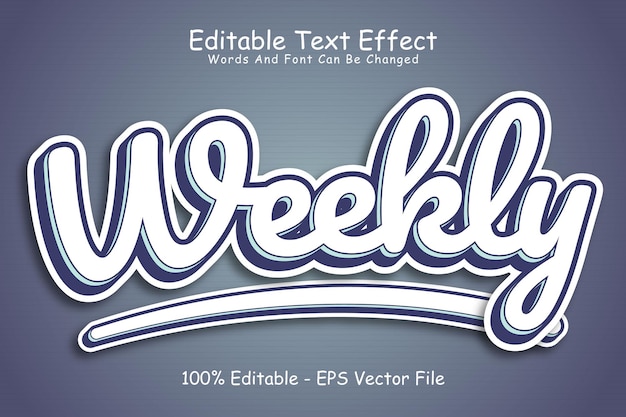 Weekly editable text effect 3 dimension emboss modern style