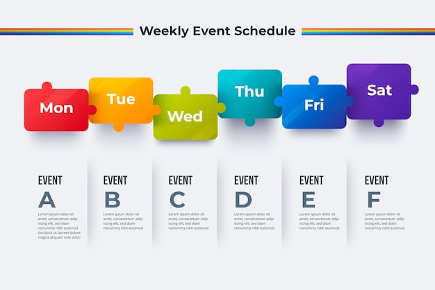 Weekly event schedule plan on white
