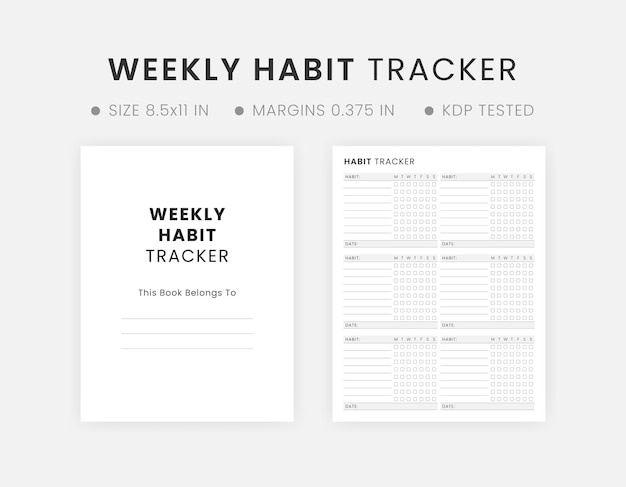 Vector weekly habit tracker template printable 7 day habit challenge book