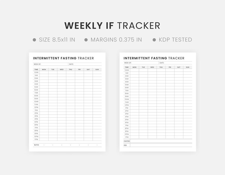 Вектор еженедельный периодический трекер голодания для печати if diet planner health and weight loss tracker
