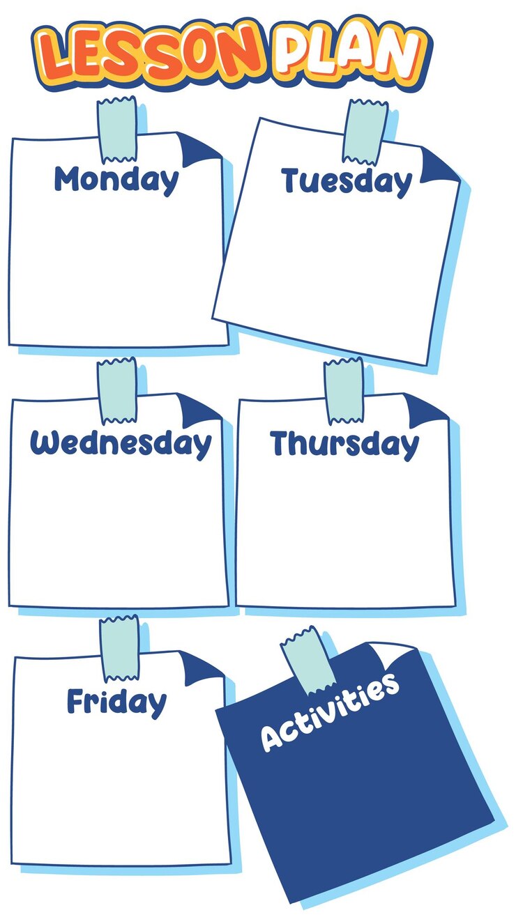 वेक्टर weekly lesson plan template for mondayfriday