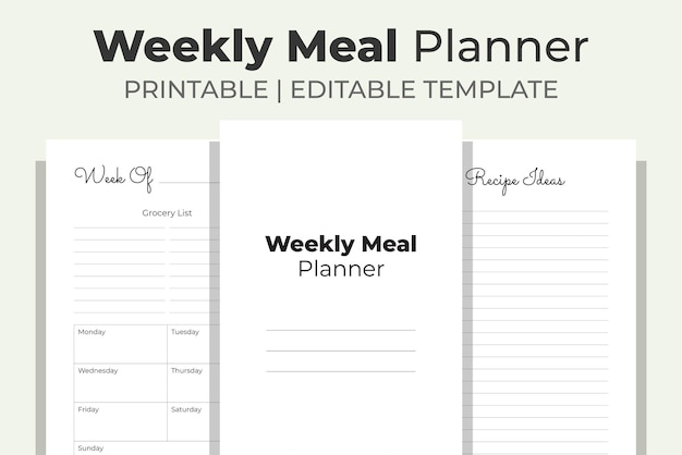 Weekly Meal Planner KDP Interior