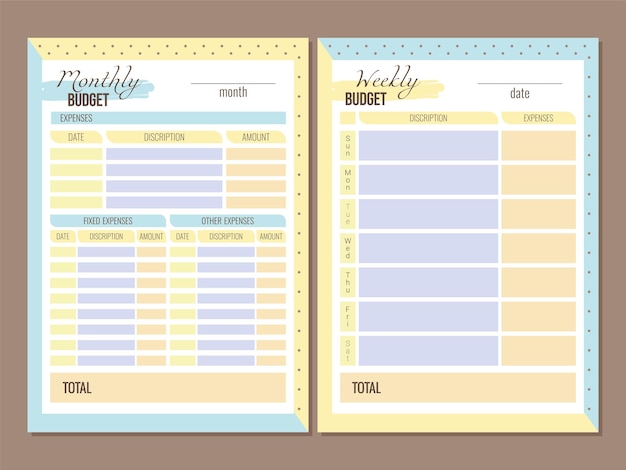 Weekly and monthly budget planner