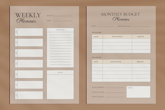 Weekly and Monthly Budget Planner