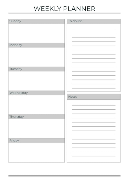 Vector weekly monthly planner vector