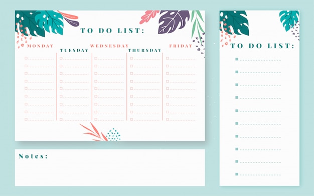 Weekly planner design. minimal style to do list. students planner