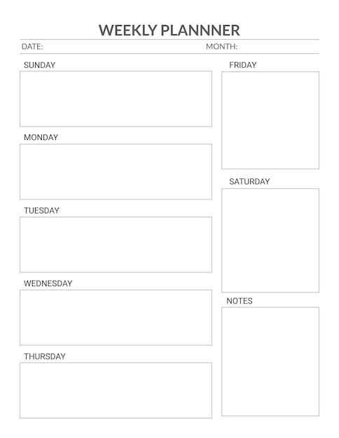 Vector weekly planner editable kdp interiors