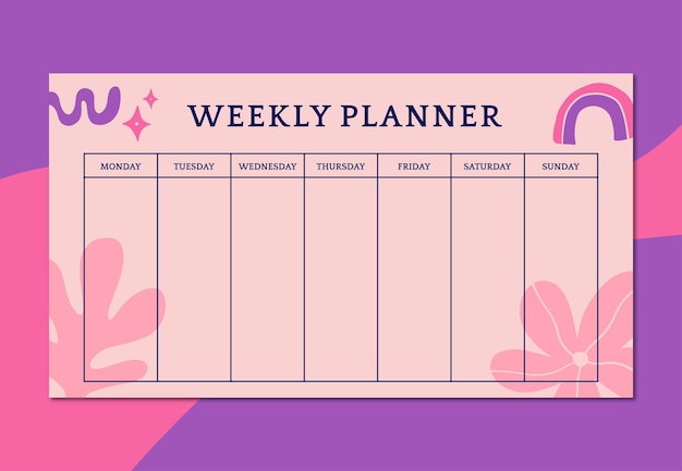 Premium Vector Weekly Planner Hand Drawn Template Vector