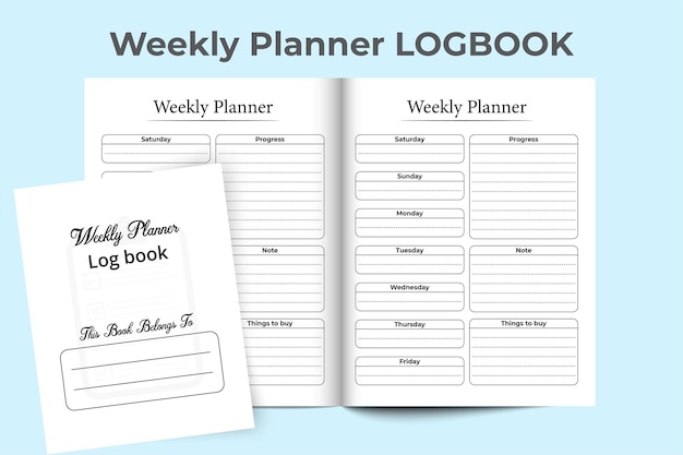 Vector weekly planner kdp interior. weekly work list journal template. weekly planner logbook template. kdp interior notebook. work list planner template. kdp interior weekly planner notebook.