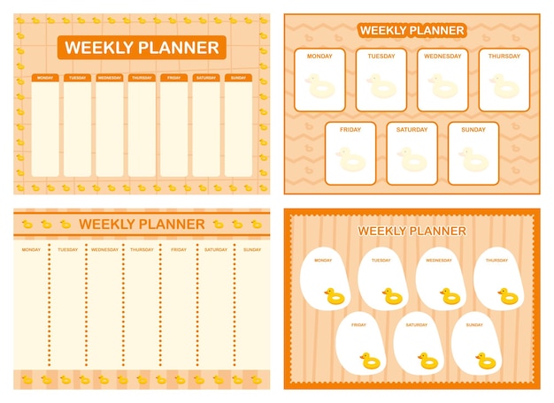 Weekly planner kids schedule design template
