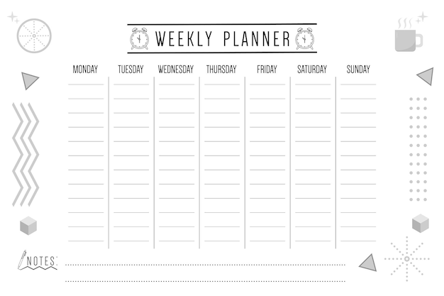 weekly planner or to do list