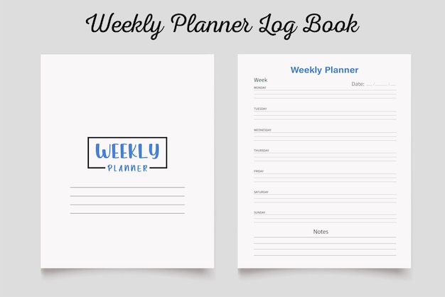 Weekly planner log book kdp interior template