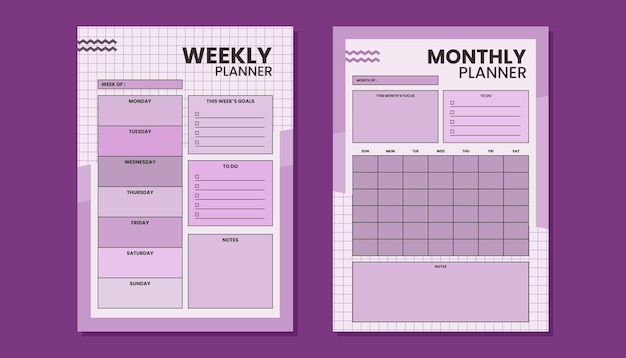 Planner settimanale e modello di pianificatore mensile