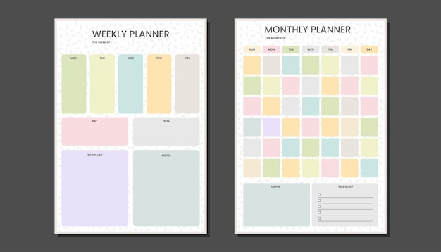 Weekly planner and monthly planner template