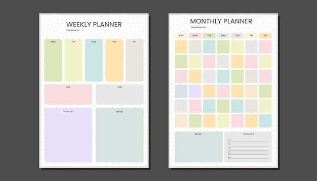 Planner settimanale e modello di pianificatore mensile