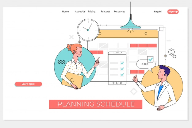 Weekly Planner Schedule Memo Timeline landing page