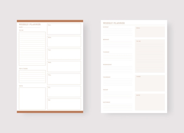 Weekly planner template set of planner and to do list