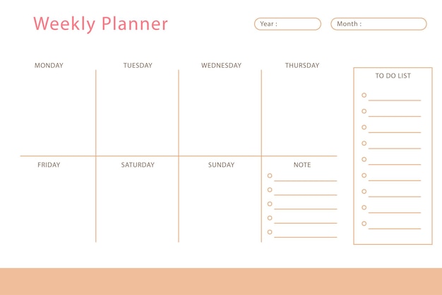 Weekly planner template Vector design