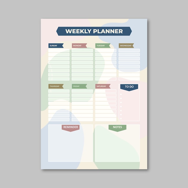 Weekly planner template vector