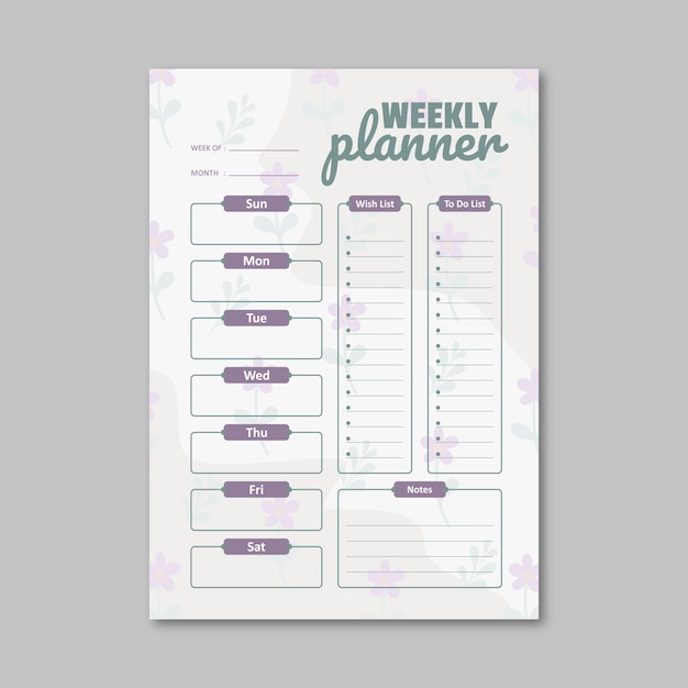 Weekly planner template vector
