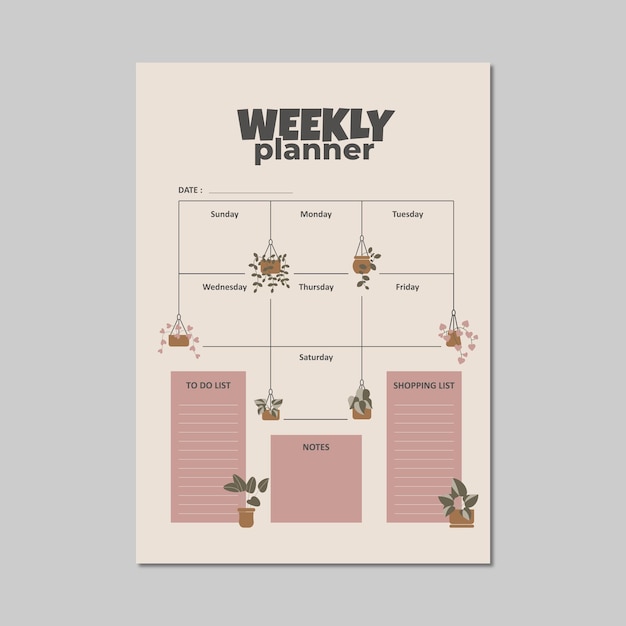 Vector weekly planner template vector