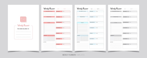 Vector weekly planner template