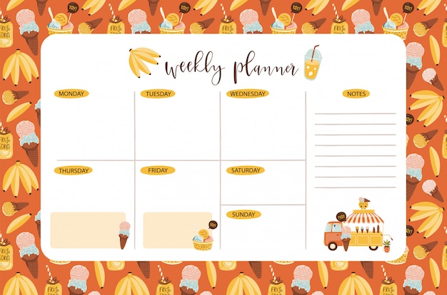 Weekly planner template.