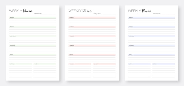 Weekly Planner Templates Minimalist Modern Planner Template Design Set