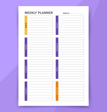 Premium Vector  Weekly planner. timetable for week with to do list. week  starts sunday. homework organizer template.