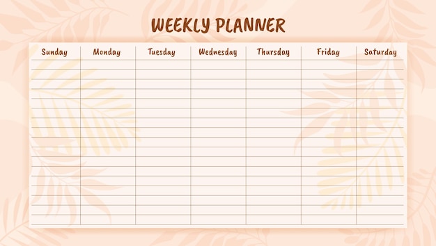 Weekly planner in tropical fox design